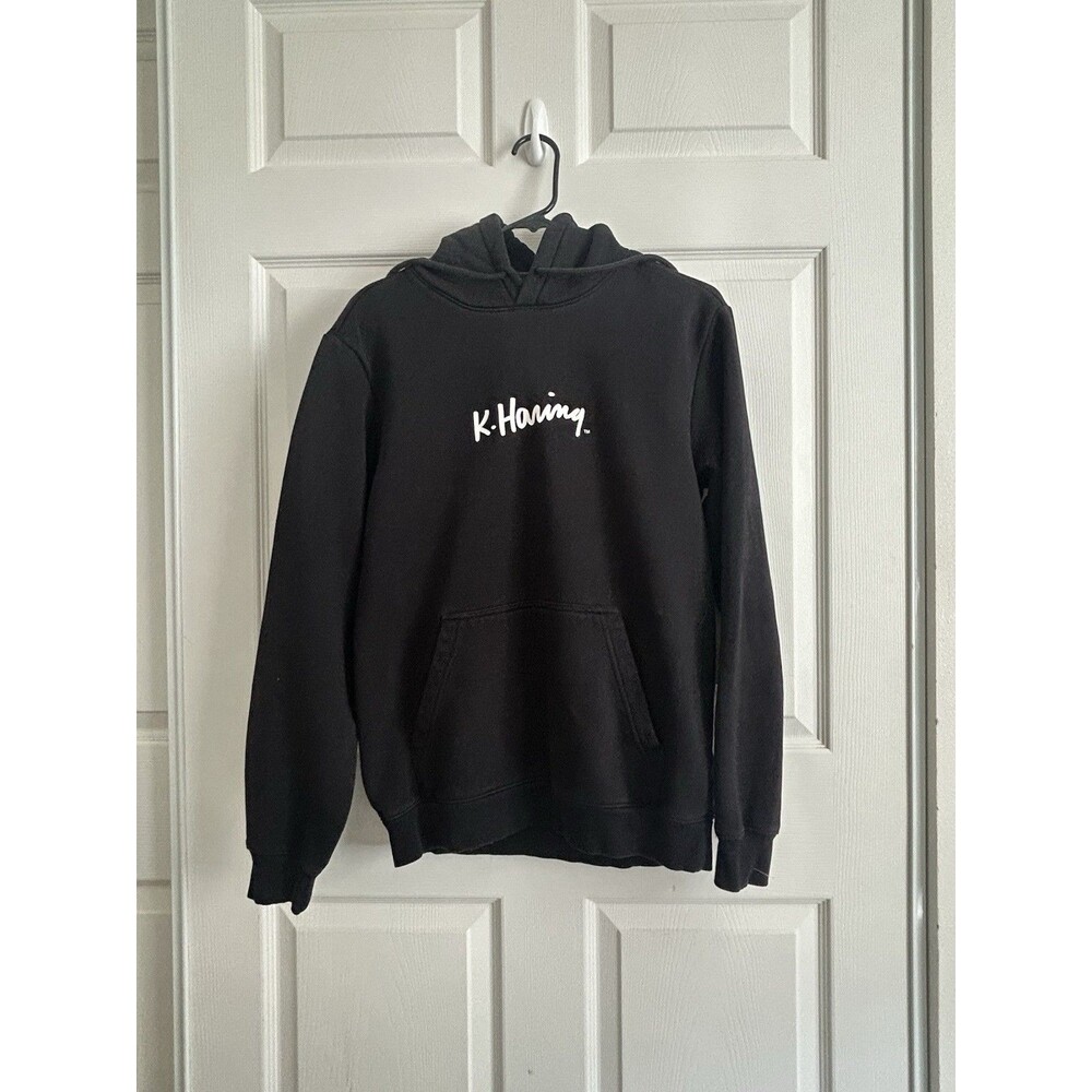 H&M Keith Harring Hoodie Sweatshirt Size Small Black Pullover - Excellent